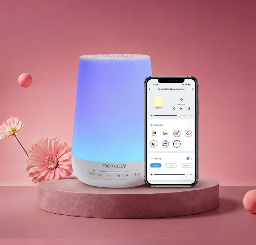 Machine à sons portable Momcozy pour bébé – Bruit blanc, berceuses & télécommande App