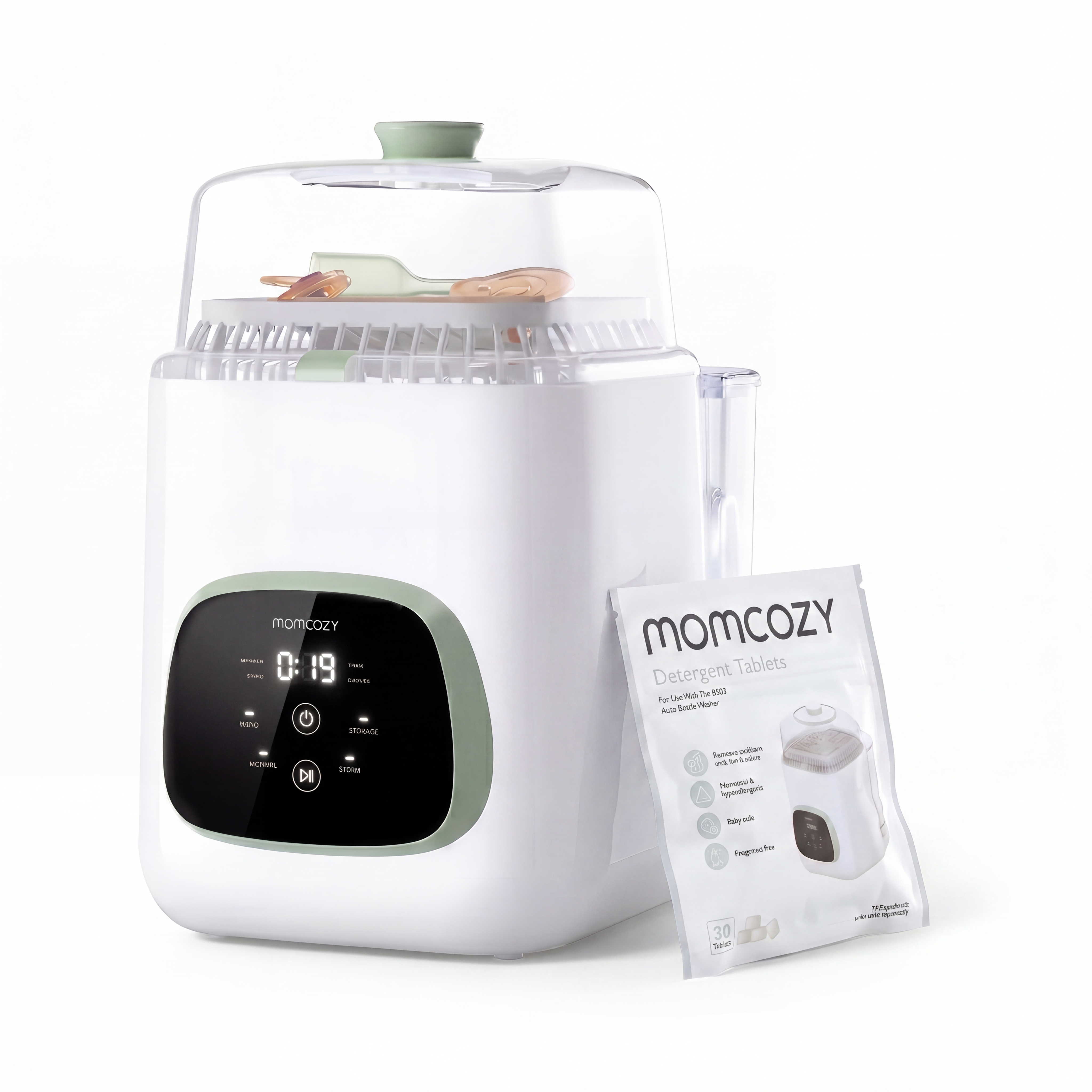 Cleaning Bundle: KleanPal Pro Baby Bottle Washer & 30 Detergent Tablets