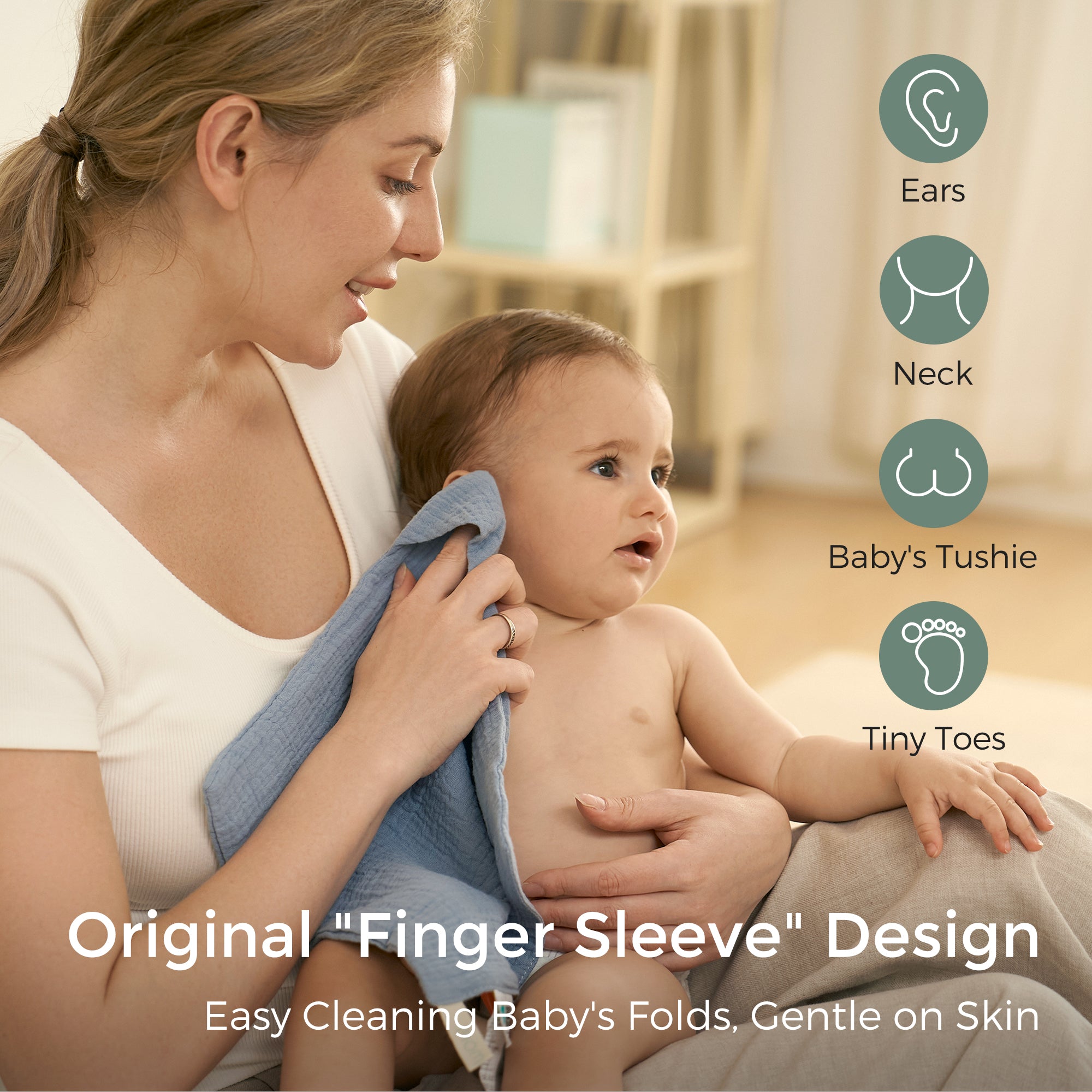 Momcozy Baby Washcloths – Soft 4-Layer Cotton, Gentle for Newborns