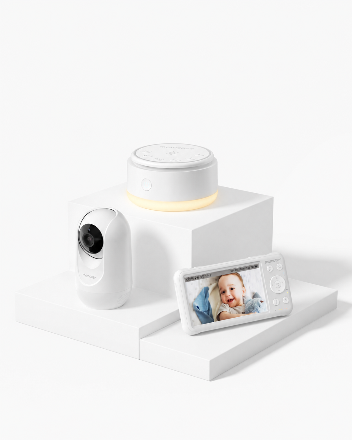 Baby Care Bundle:  One Baby Monitor and Portable Baby Sound Machine (Warm Light)