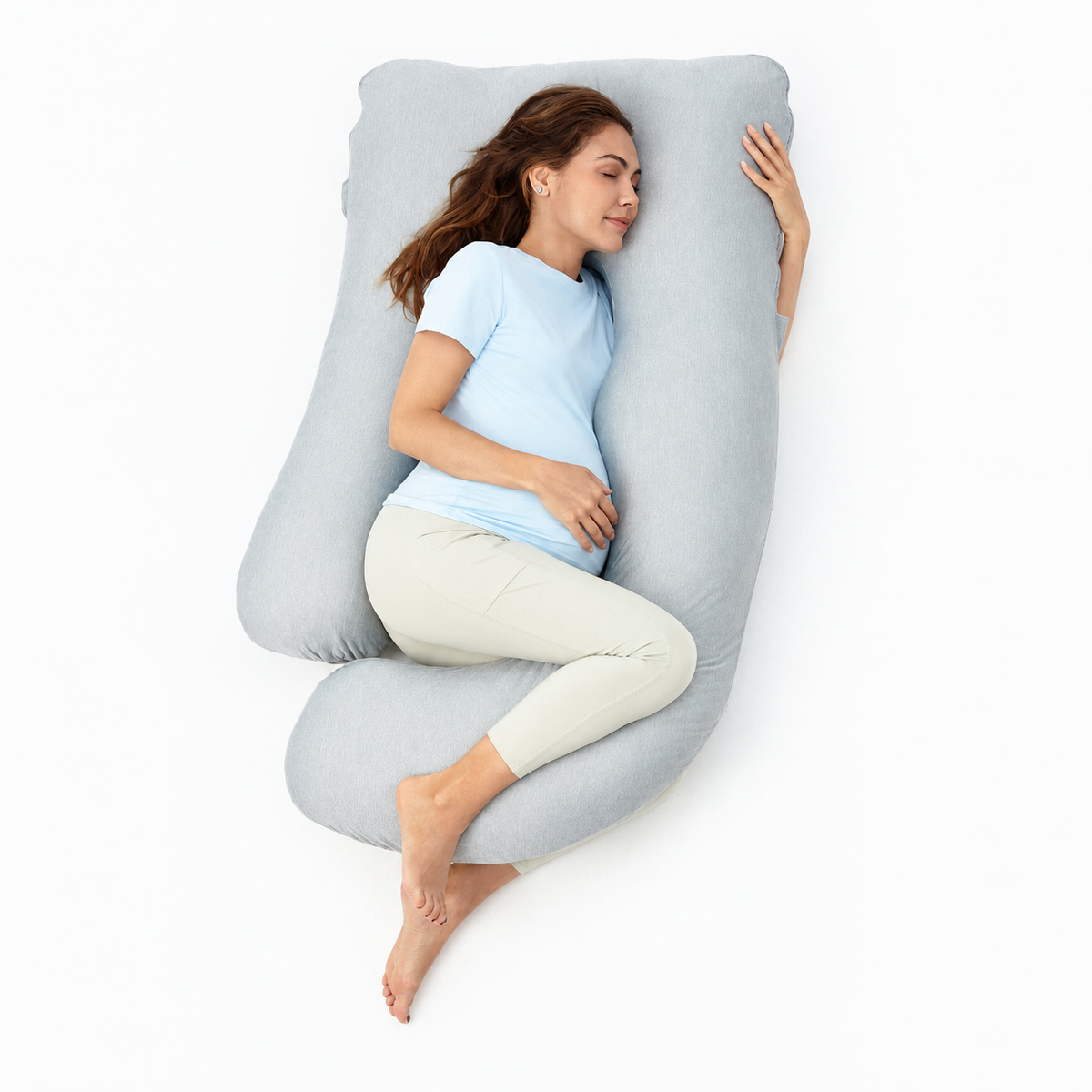 Oreiller de grossesse en tissu rafraîchissant en forme de U