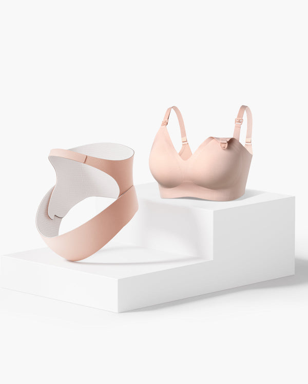 Pregnancy Comfort Bundle: Ergonest Belly Band and Ultra Soft Seamless Nursing Bra YN21